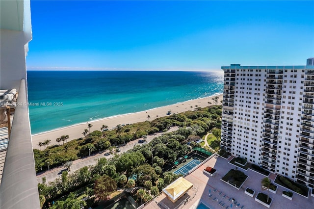 view of water feature featuring a view of the beach