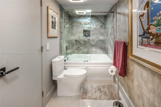 full bathroom featuring shower / bath combination with glass door and toilet