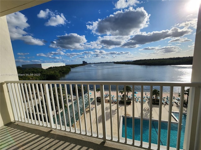 balcony with a water view