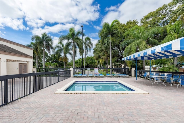 view of pool featuring a patio