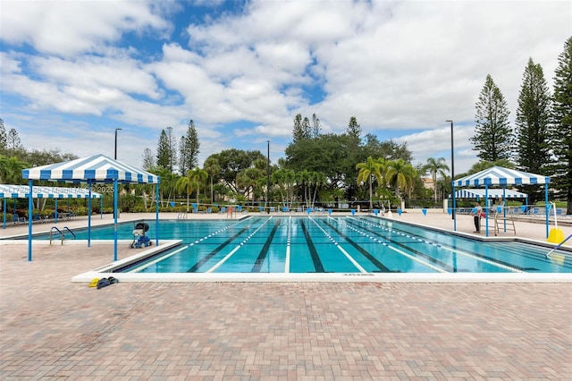 view of pool featuring a patio