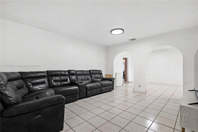 view of tiled living room