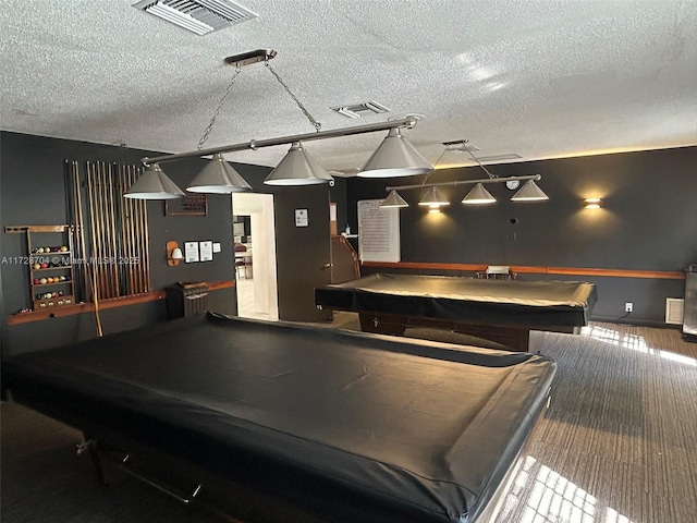 recreation room featuring carpet floors and billiards