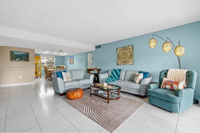 view of tiled living room