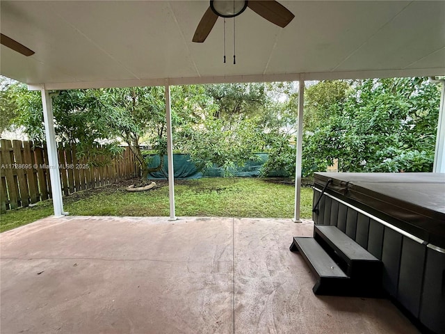 view of patio with ceiling fan