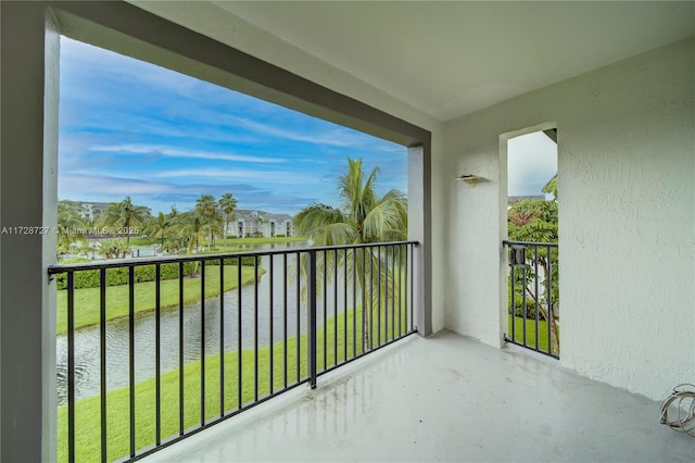 balcony with a water view