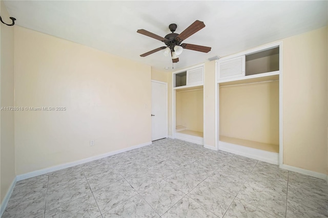 unfurnished bedroom with ceiling fan