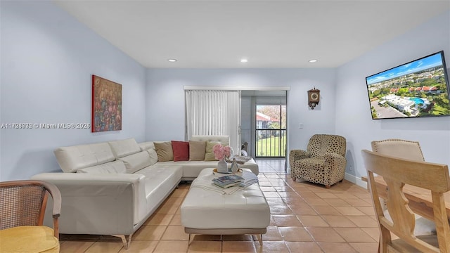 view of tiled living room