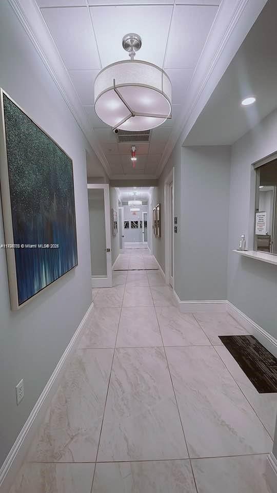 corridor with ornamental molding