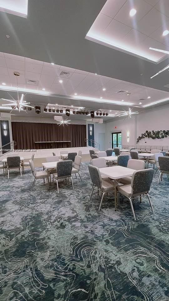 dining room with carpet floors