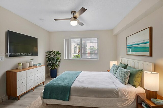 2009 SE 10th Ave Unit 302, Fort Lauderdale, FL 33316 - bedroom featuring light wood finished floors and ceiling fan