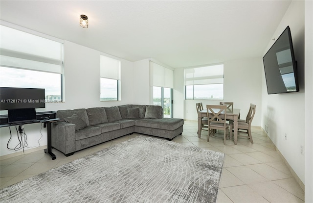 view of tiled living room