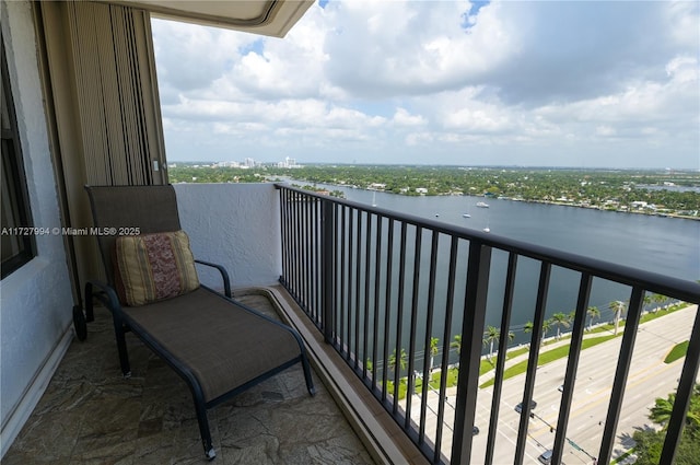 balcony with a water view