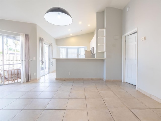 interior space featuring lofted ceiling