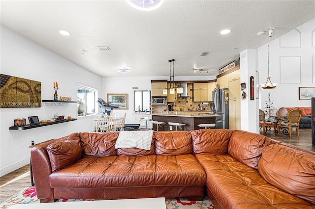 living room featuring wood-type flooring