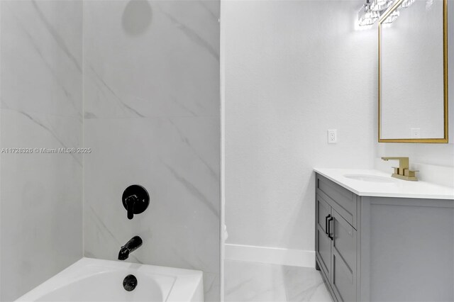 bathroom featuring shower / bath combination and vanity