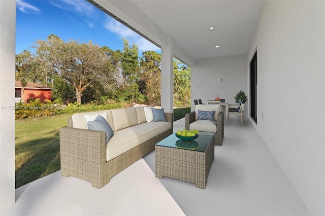 view of patio / terrace featuring an outdoor living space