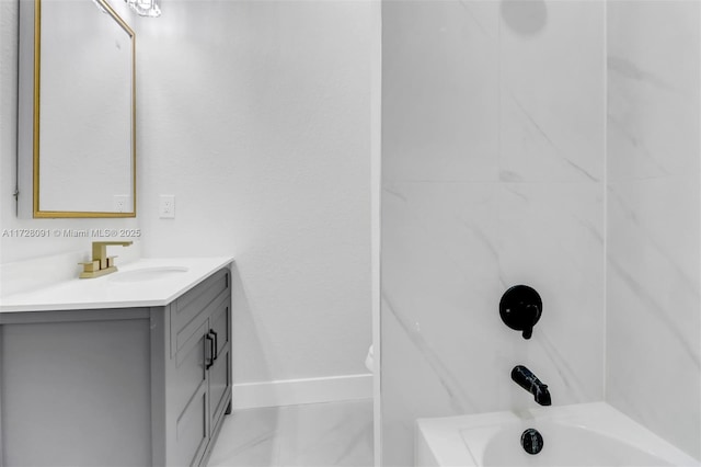 full bathroom featuring vanity, toilet, and shower / washtub combination