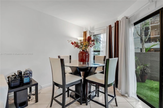 view of tiled dining room