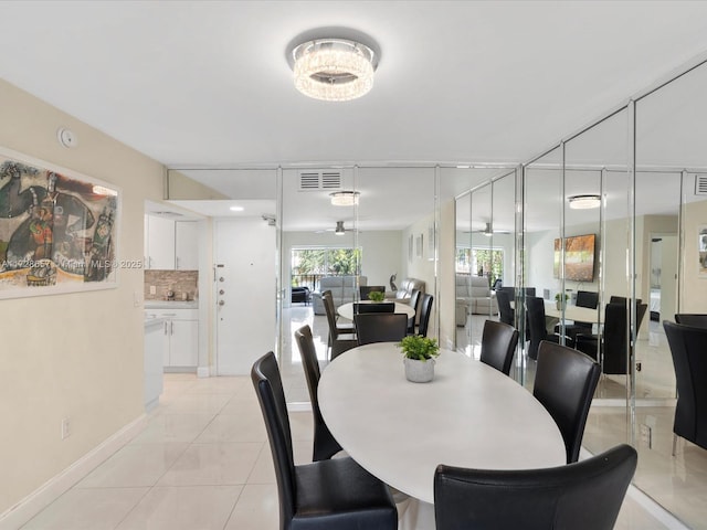 view of tiled dining area