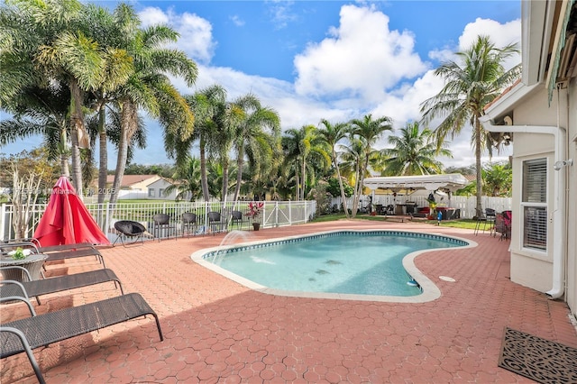 view of swimming pool with a patio area