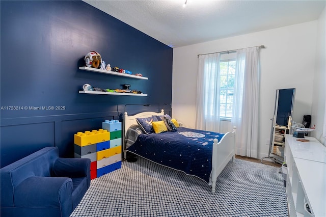 bedroom with a textured ceiling