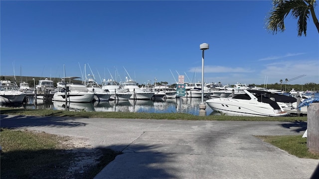 view of dock featuring a water view