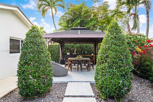 view of patio / terrace featuring a gazebo