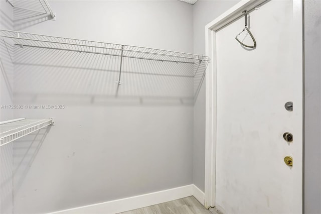 walk in closet featuring light hardwood / wood-style floors