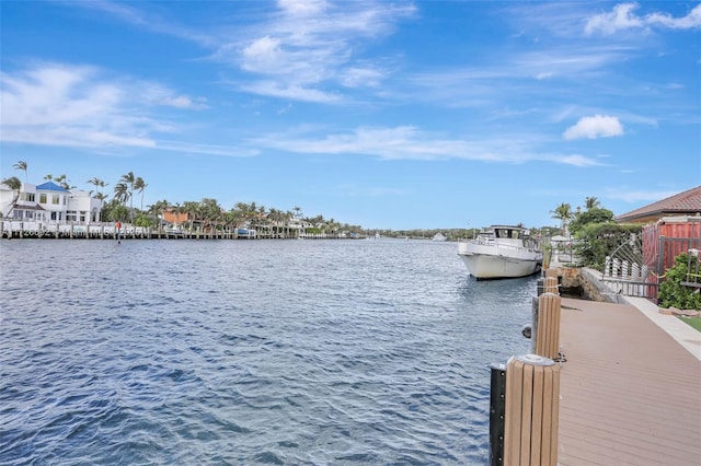 view of dock featuring a water view