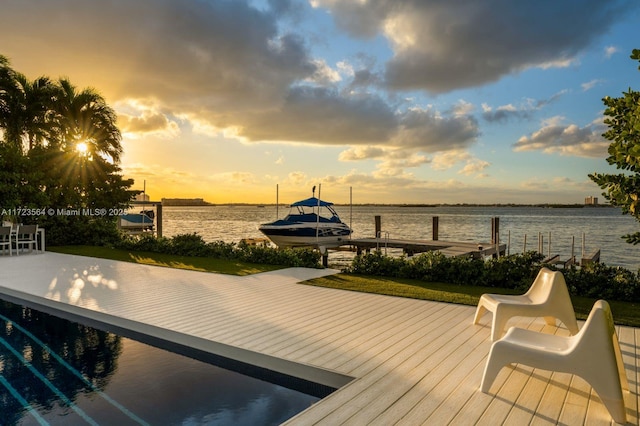 dock area featuring a water view