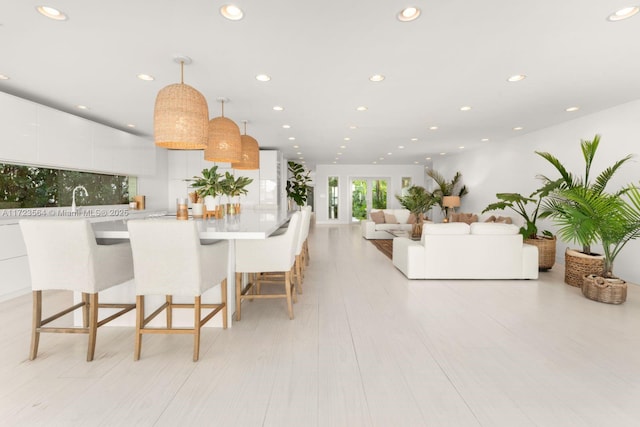 dining space with sink