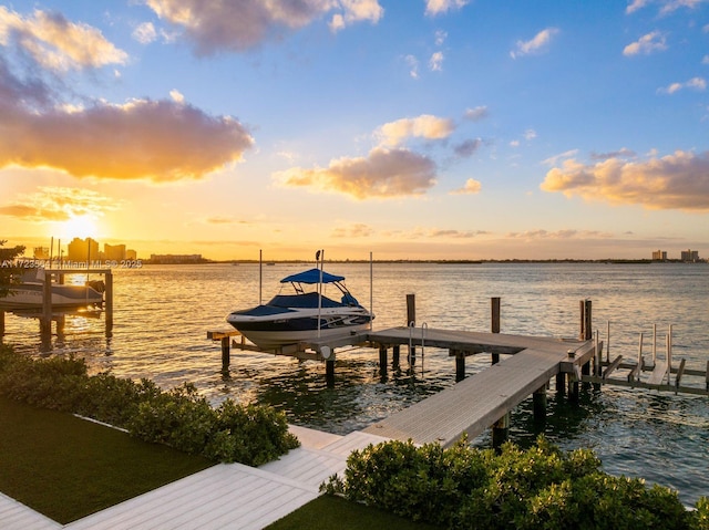1065 N Shore Dr, Miami Beach, FL 33141 - dock area with boat lift and a water view