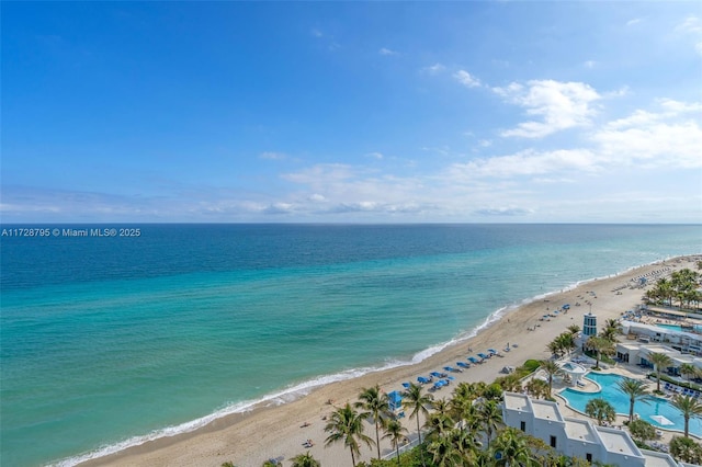 property view of water with a beach view