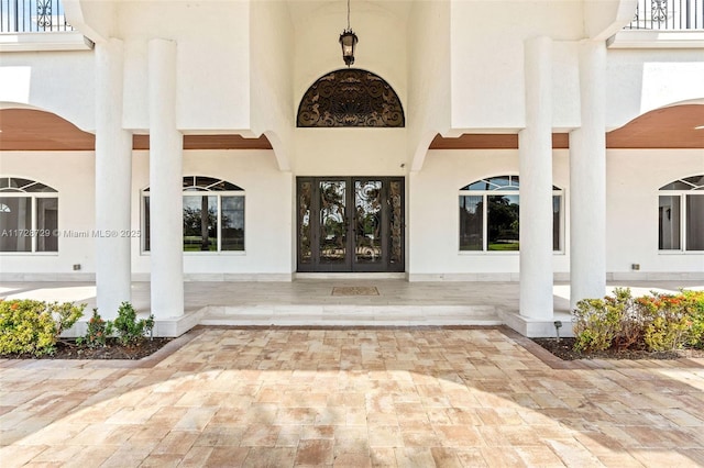 doorway to property with french doors