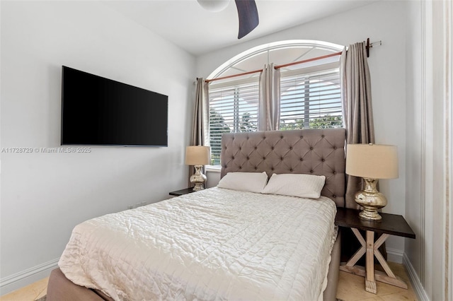 bedroom featuring ceiling fan