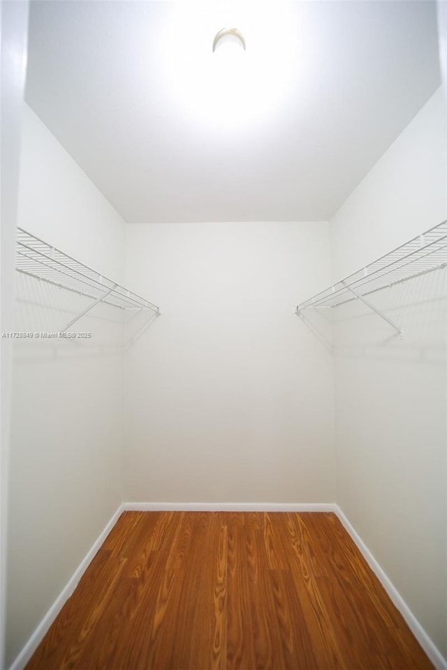 walk in closet featuring hardwood / wood-style floors