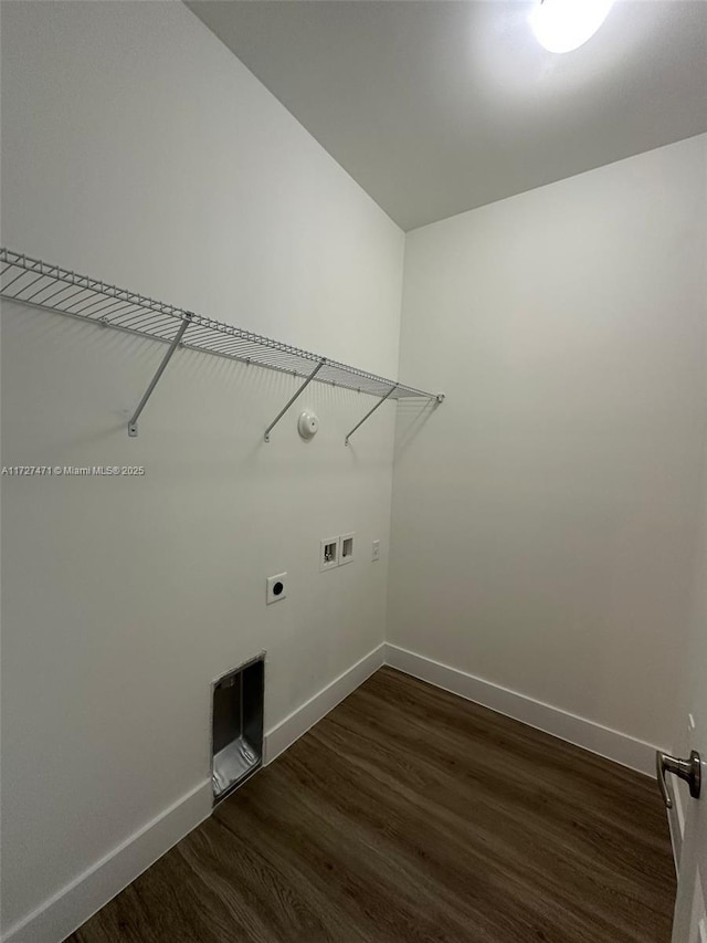 laundry area featuring washer hookup, dark wood-type flooring, and hookup for an electric dryer