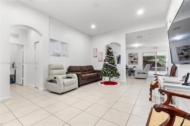 view of tiled living room