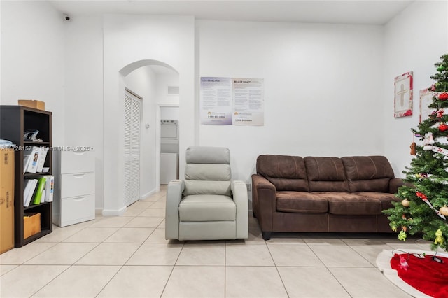 view of tiled living room