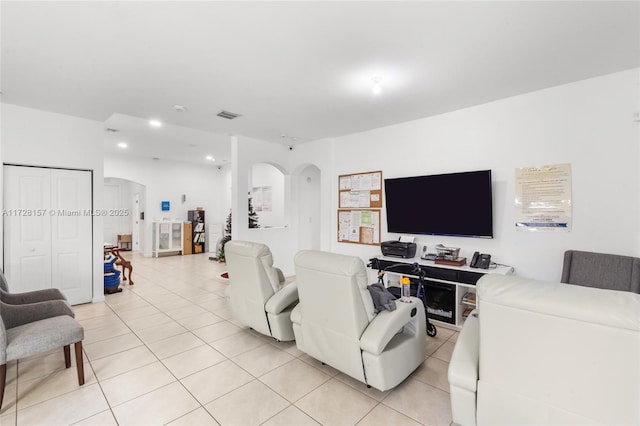 view of tiled living room