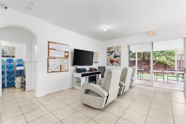 view of tiled living room