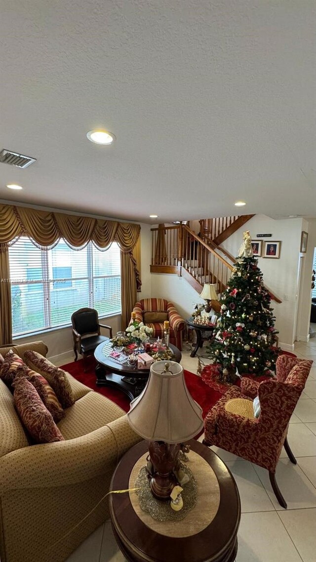 view of tiled living room