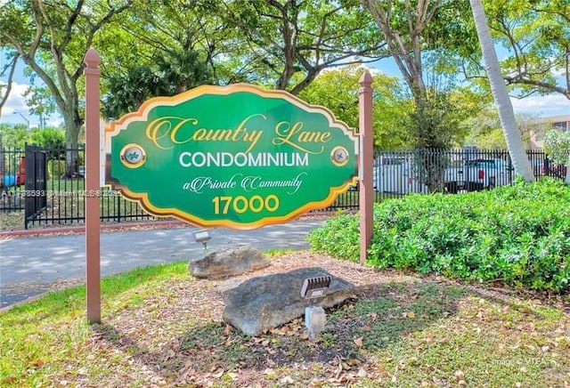 view of community sign