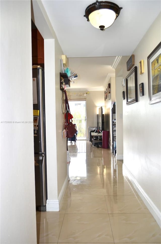 hallway with ornamental molding