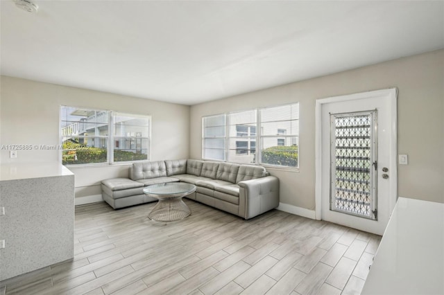 living room with light wood-type flooring