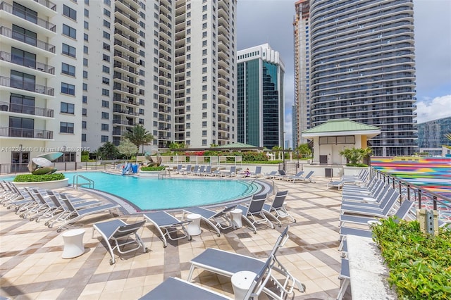 view of pool with a patio area