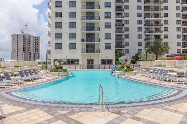 view of pool with a patio area