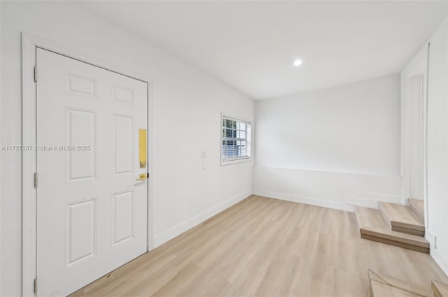 299 S Biscayne River Dr, Miami, FL 33169 - entrance foyer featuring light wood-style floors, baseboards, recessed lighting, and stairs