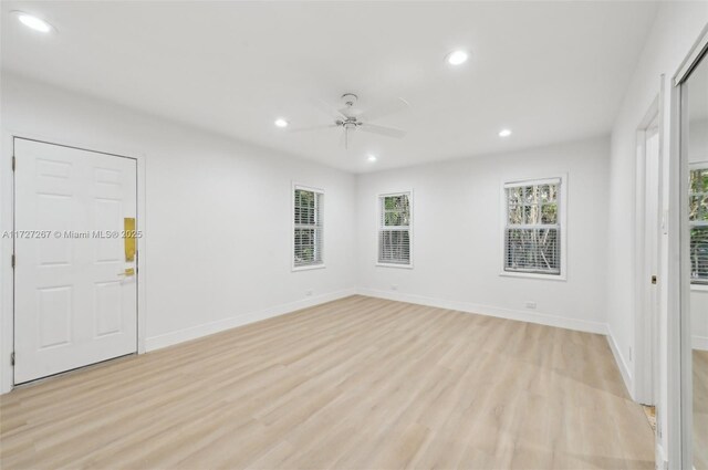 299 S Biscayne River Dr, Miami, FL 33169 - spare room with recessed lighting, ceiling fan, light wood-style flooring, and baseboards